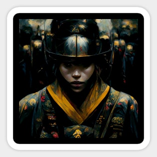 Dark Female Samurai | Black and Gold Sticker